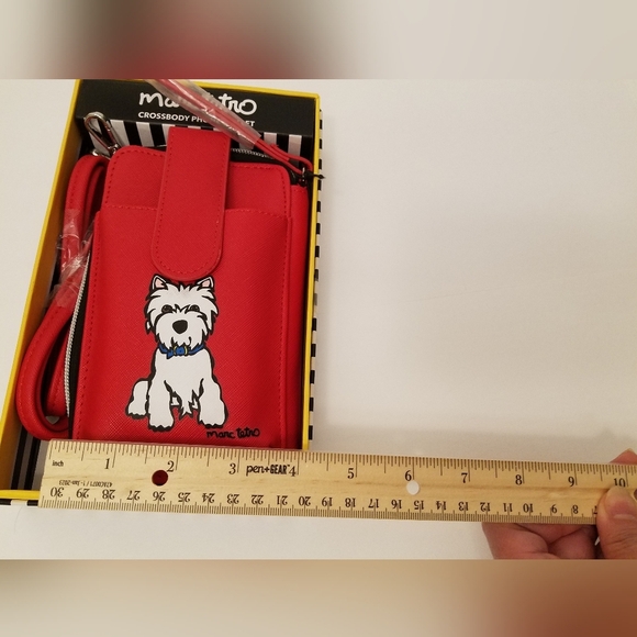 NWT in Box Marc Tetro Schnauzer Crossbody Phone Wallet Red - Picture 9 of 10